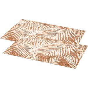 Set van 4x stuks rechthoekige placemats Palm wit - linnen mix - 45 x 30 cm - Onderleggers