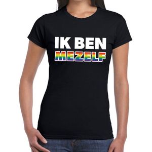 Gay pride Ik ben mezelf t-shirt - zwart regenboog shirt voor dames - Gaypride