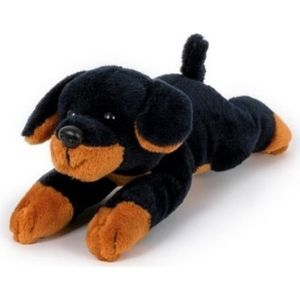Pluche bruin met zwarte rottweiler knuffel 13 cm - Rottweilers honden knuffels - Speelgoed voor kinderen