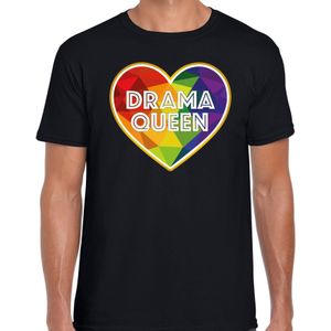 Bellatio Decorations Gay Pride t-shirt met tekst - heren - zwart - drama queen - LHBTI/LHBTIQ