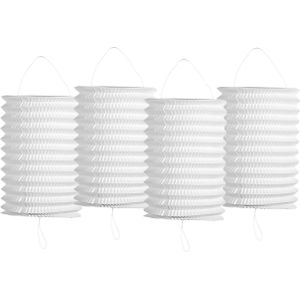 Pakket van 10x stuks treklampionnen wit papier 16 cm - Sint Maarten lampionnen - Bruiloft/themafeest hangdecoratie