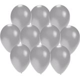 Bellatio Decorations ballonnen - 80 stuks - zilver - 27 cm - helium of lucht - verjaardag / versiering