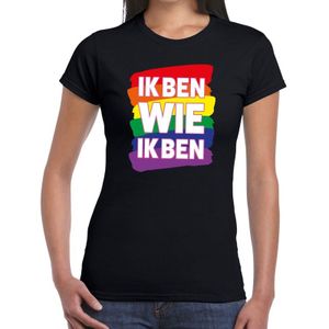 Gay pride Ik ben wie ik ben t-shirt - zwart regenboog shirt voor dames - Gay pride