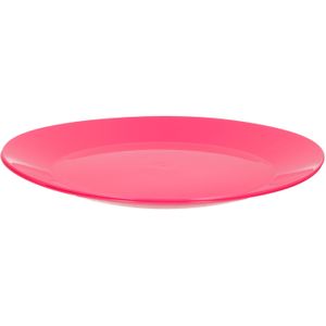 2x stuks ontbijt/diner bordjes hard kunststof 26 cm in het roze. Outdoor servies camping/picknick/verjaardag