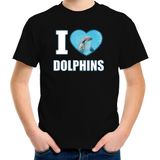 I love dolphins t-shirt met dieren foto van een dolfijn zwart voor kinderen - cadeau shirt dolfijnen liefhebber - kinderkleding / kleding