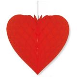 3x Rood honeycomb decoratie hart 28 cm - Feestversiering/bruiloftdecoratie/valentijnsdag