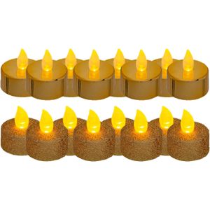 Feeric lights and christmas LED theelichtjes/waxinelichtjes - 16x -goud
