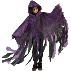 Funny Fashion Halloween verkleed cape/gewaad met kap - Spook/geest - Paars - Voor kinderen