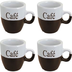 Koffiemok - set 8x stuks - donkerbruin - keramiek - 150 ml