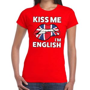Kiss me I am English t-shirt rood dames - feest shirts dames - Engeland kleding