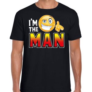 Funny emoticon t-shirt Im the man zwart voor heren -  Fun/ cadeau shirt