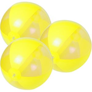 6x stuks opblaasbare strandballen plastic geel 28 cm - Strand buiten zwembad speelgoed