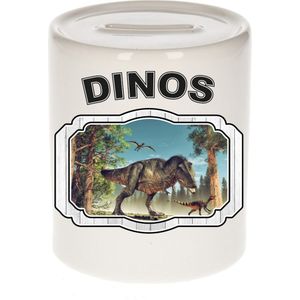 Dieren liefhebber dinosaurus t-rex spaarpot  9 cm jongens en meisjes - keramiek - Cadeau spaarpotten dinosaurussen liefhebber