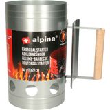 Barbecue briketten starter - metaal - met houten handvat - 27 cm - BBQ starter