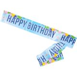 3x stuks verjaardag afzetlint/markeerlint/slingers blauw Happy Birthday 10 meter - Feest en verjaardag versiering