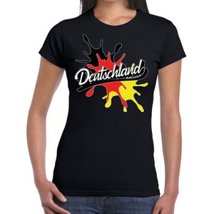 Deutschland/Duitsland landen t-shirt spetter zwart voor dames - supporter/landen kleding Duitsland