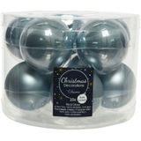 30x stuks kerstballen lichtblauw van glas 6 cm - mat/glans - Kerstboomversiering