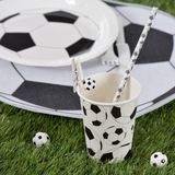 Santex feest wegwerp bekertjes - voetbal - 50x stuks - 270 ml - wit/zwart - karton