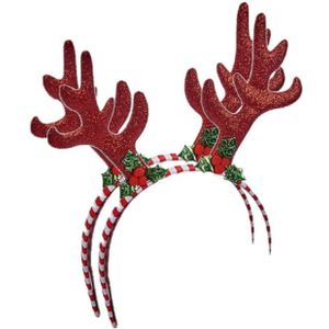 2x stuks kerst diadeems/haarbanden rendier gewei 24 cm - Kerstaccessoires/tiara/diademen