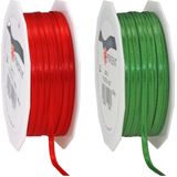 Cadeaulint/sierlint pakket - groen/rood - 3 mm x 50 meter - Hobby/decoratie/knutselen