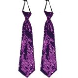 2x stuks paarse pailletten stropdas 32 cm - Carnaval/verkleed/feest stropdassen