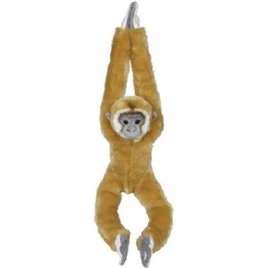 Grote pluche lichtbruine gibbon aap/apen knuffel 98 cm - Hangaap jungledieren knuffels - Speelgoed voor kinderen