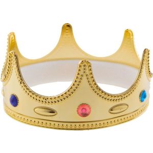 Opblaasbare Kroon King Goud - Feestkroon Voor Carnaval, Verjaardag, Koning Of Prinses