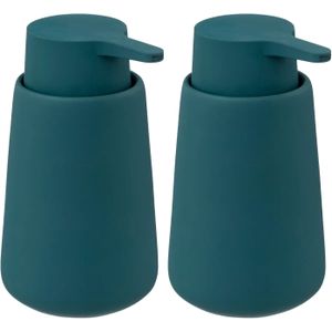 5Five Zeeppompje/dispenser Colorama Lotion - 2x - petrol blauw - 8 x 15 cm - 250 ml - kunststeen