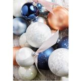6x Donkerblauwe glazen kerstballen 8 cm - Glans/glanzende - Kerstboomversiering donkerblauw