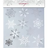 3x stuks velletjes raamstickers sneeuwvlokken 30,5 cm - Raamversiering/raamdecoratie stickers kerstversiering