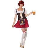 Bruine/rode Tiroler dirndl verkleed kostuum/jurkje voor dames - Carnavalskleding sexy Oktoberfest/bierfeest verkleedoutfit