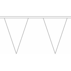 Polyester vlaggenlijnen wit 5 meter van stof - 12 buiten vlaggetjes per lijn - thema wit of bruiloft versiering