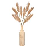 Decoratie pampasgras pluimen in houten vaas - lichtbruin - 98 cm - Tafel bloemstukken