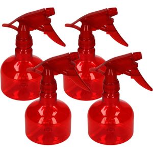 Plasticforte waterverstuiver/plantenspuit - 4x stuks - rood - 330 ml - Schoonmaakspuiten