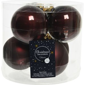 24x stuks kerstballen mahonie bruin van glas 8 cm - mat en glans - Kerstversiering/boomversiering