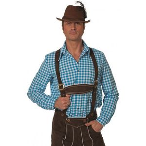 Oktoberfest blouse voor heren - blauw / wit - tiroler overhemd