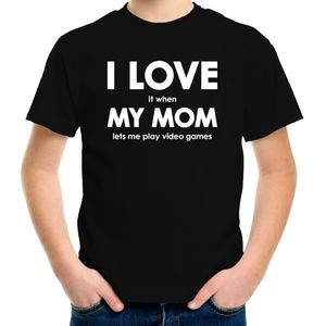 I love it when my mom lets me play video games shirt - zwart - t-shirt - voor kinderen - Moederdag - Cadeau gamer