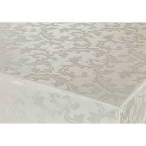 Tafelzeil/tafelkleed - Damast - licht beige - barok krullen print - 140 x 300 cm