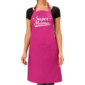 Super mama cadeau bbq/keuken schort roze dames -  kado schort voor mama's