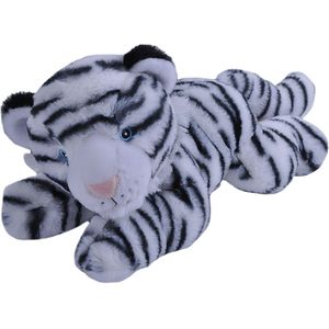 Pluche knuffel dieren Eco-kins witte tijger van 30 cm. Wildlife speelgoed knuffelbeesten - Cadeau voor kind/jongens/meisjes