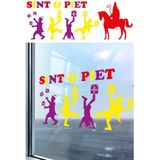 Sint en Piet gekleurde zelfklevende raamsticker 90 x 32 cm - Sinterklaas feestversiering/raamdecoratie