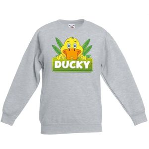 Ducky de eend sweater grijs voor kinderen - unisex - eenden trui - kinderkleding / kleding
