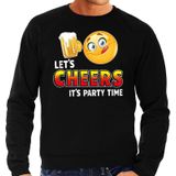 Funny emoticon sweater Lets cheers its party time zwart voor heren - Fun / cadeau trui