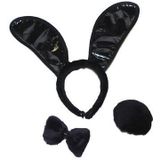 2x stuks zwart bunny verkleed setje 3-delig voor dames - konijnen oortjes/staart en strikje