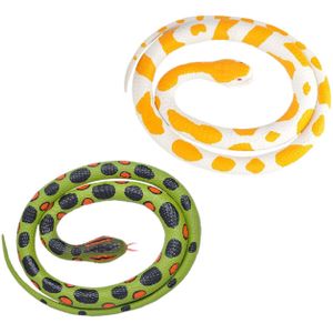 Setje van 2x rubberen nep/namaak slangen van 117 cm - Anaconda en albino python