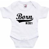 Born in 2021 tekst baby rompertje wit babys - Kraamcadeau - 2021 geboren cadeau
