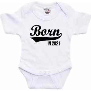 Born in 2021 tekst baby rompertje wit babys - Kraamcadeau - 2021 geboren cadeau