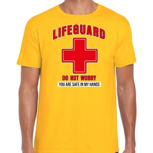 Bellatio Decorations lifeguard verkleed t-shirt heren - geel - strandwacht/carnaval outfit M