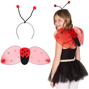 Boland Verkleed accessoire set lieveheersbeestje - vleugels/diadeem - rood - kinderen