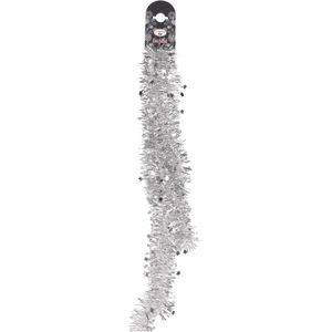 1x Zilveren folie slingers/guirlandes met sterren 200 cm - Kerstslingers - Kerstboomversiering